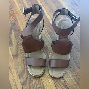 Zara Brown Leather Strappy Sandals, Sz 7